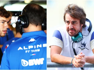 Pierre Gasly con Alpine y Fernando Alonso en Aston Martin Pierre Gasly con Alpine y Fernando Alonso en Aston Martin