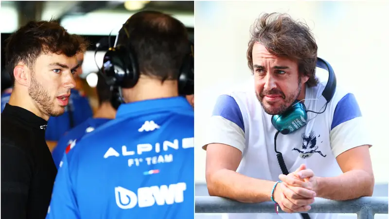 Pierre Gasly con Alpine y Fernando Alonso en Aston Martin