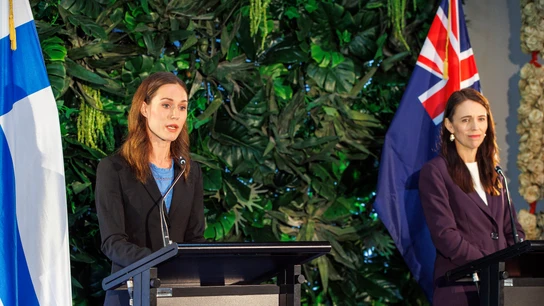 Sanna Marin y Jacinda Ardern, durante una comparecencia conjunta Sanna Marin y Jacinda Ardern, durante una comparecencia conjunta