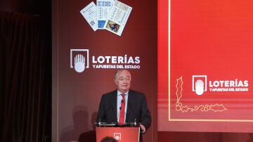 Jesús Huerta Almendro, presidente de Loterías y Apuestas del Estado, en la presentación de la campaña de la Lotería de Navidad de 2022