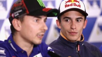 Marc M&aacute;rquez, con Jorge Lorenzo