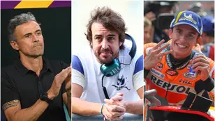 Luis Enrique, Fernando Alonso y Marc Márquez