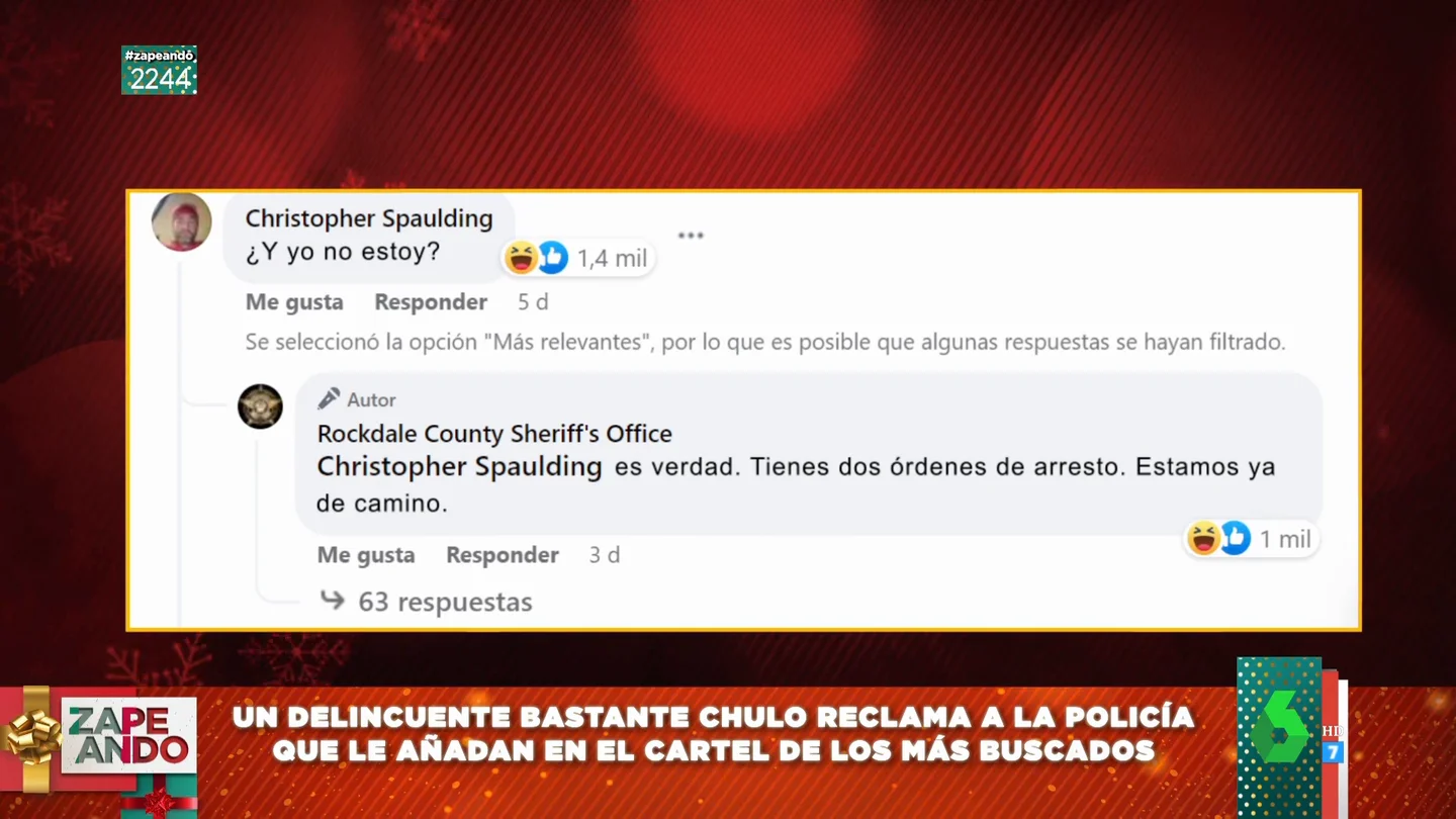 La surrealista conversación en Facebook entre la Policía y un delincuente enfadado por no estar en la lista de los más buscados La surrealista conversación en Facebook entre la Policía y un delincuente enfadado por no estar en la lista de los más buscados