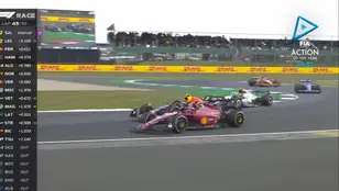 El doble adelantamiento de Lewis Hamilton a Charles Leclerc y Sergio Pérez