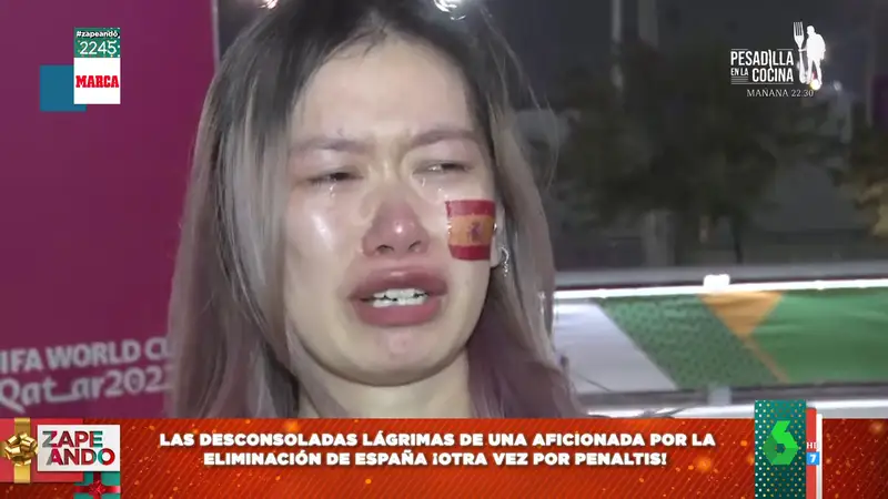 Las lágrimas de una mujer después de que España quedara eliminada del mundial