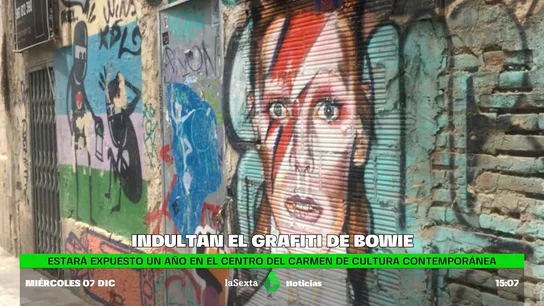 El arte callejero con la cara de Bowie sobrevive a un derrumbe: 'indultan' el primer graffiti en España El arte callejero con la cara de Bowie sobrevive a un derrumbe: 'indultan' el primer graffiti en España