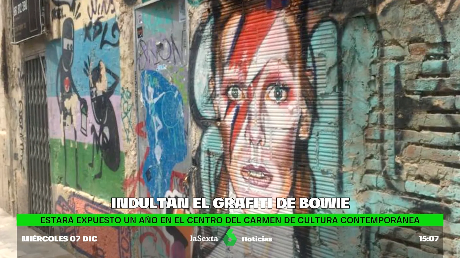 El arte callejero con la cara de Bowie sobrevive a un derrumbe: 'indultan' el primer graffiti en España