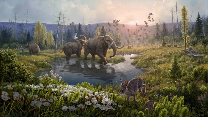 Reconstrucción de la formación Kap København hace dos millones de años, en una época en la que la temperatura era significativamente más cálida que la del extremo norte de Groenlandia en la actualidad.