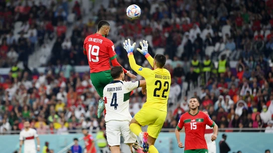 En-Nesyri, en el salto que acabó en gol de Marruecos En-Nesyri, en el salto que acabó en gol de Marruecos