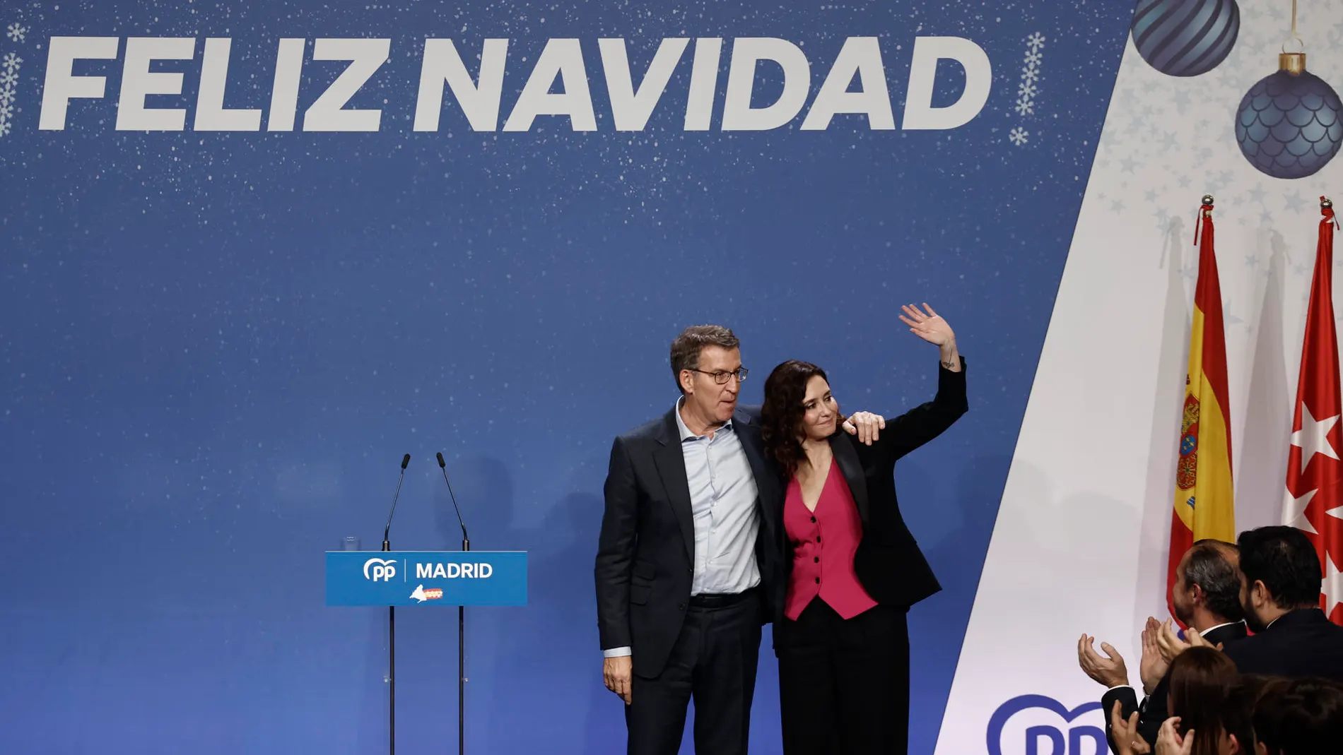 El presidente del Partido Popular, Alberto Núñez Feijóo, y la presidenta del PP de Madrid y de la Comunidad, Isabel Díaz Ayuso.