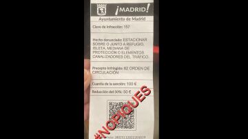 Multa falsa de la que alertan la Policía y el Ayuntamiento de Madrid