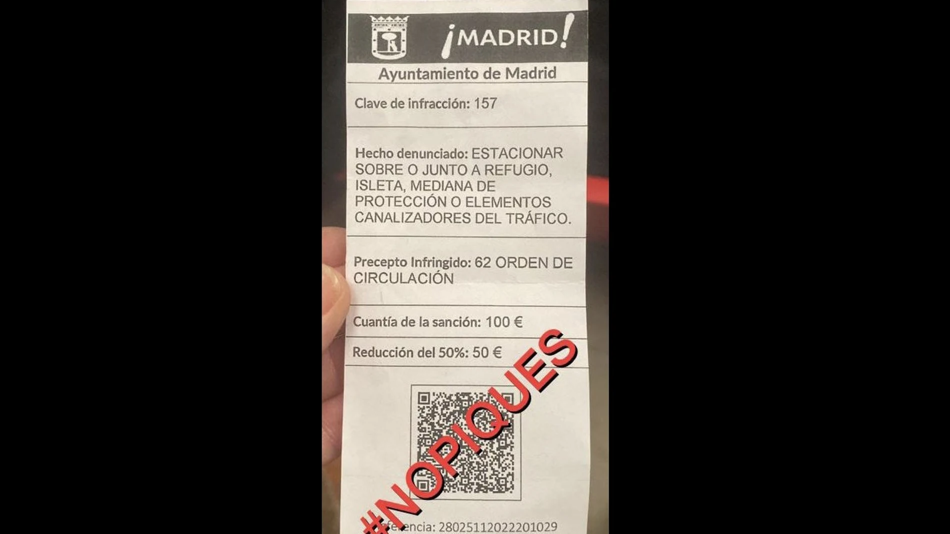 Multa falsa de la que alertan la Policía y el Ayuntamiento de Madrid