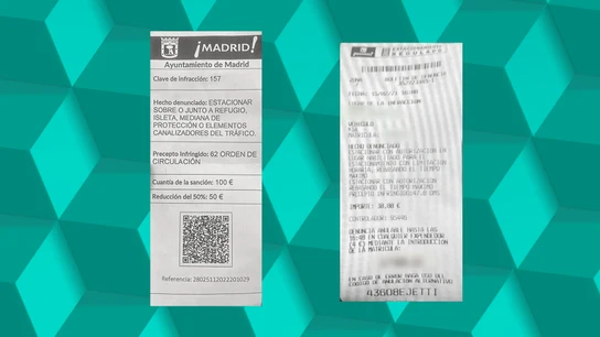 A la izquierda, una multa falta. A la derecha, una real Comparación de una multa falsa y una verdadera