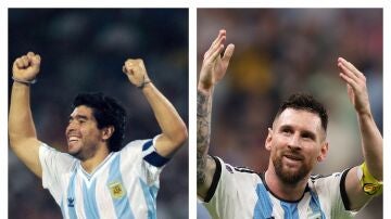 Diego Armando Maradona y Leo Messi