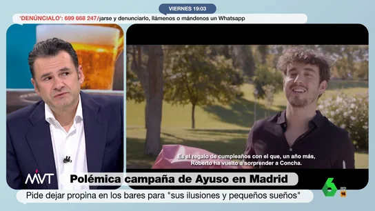 "Atenta a la dignidad de los camareros": la reacción de Iñaki López a la campaña de Ayuso sobre las propinas "Atenta a la dignidad de los camareros": la reacción de Iñaki López a la campaña de Ayuso sobre las propinas
