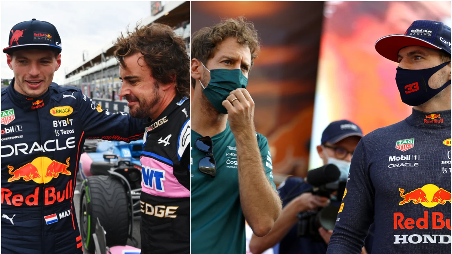 Max Verstappen, Sebastian Vettel y Fernando Alonso Max Verstappen, Sebastian Vettel y Fernando Alonso