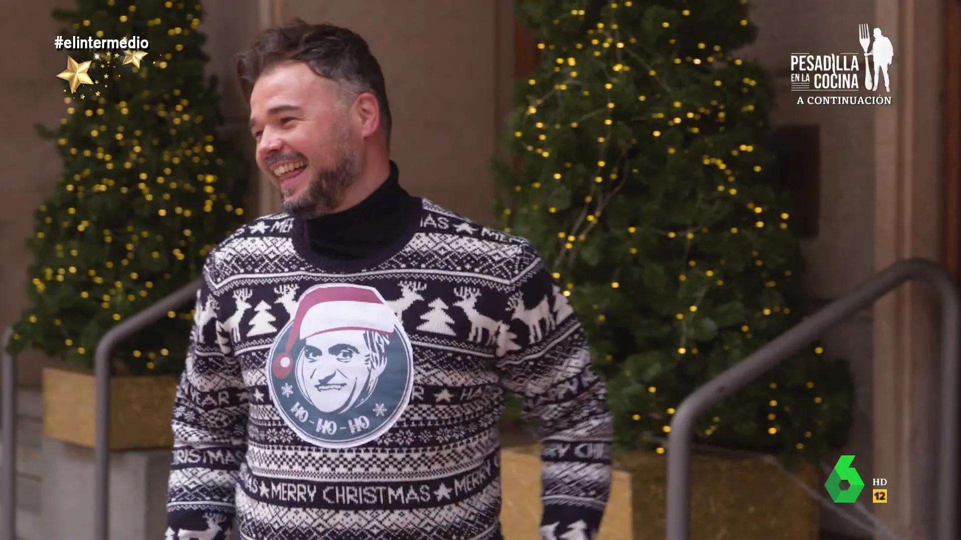 Irene Montero, Gabriel Rufián y Pilar Alegría se ponen el jersey navideño con la cara de Wyoming: "¡Me voy al Congreso!"