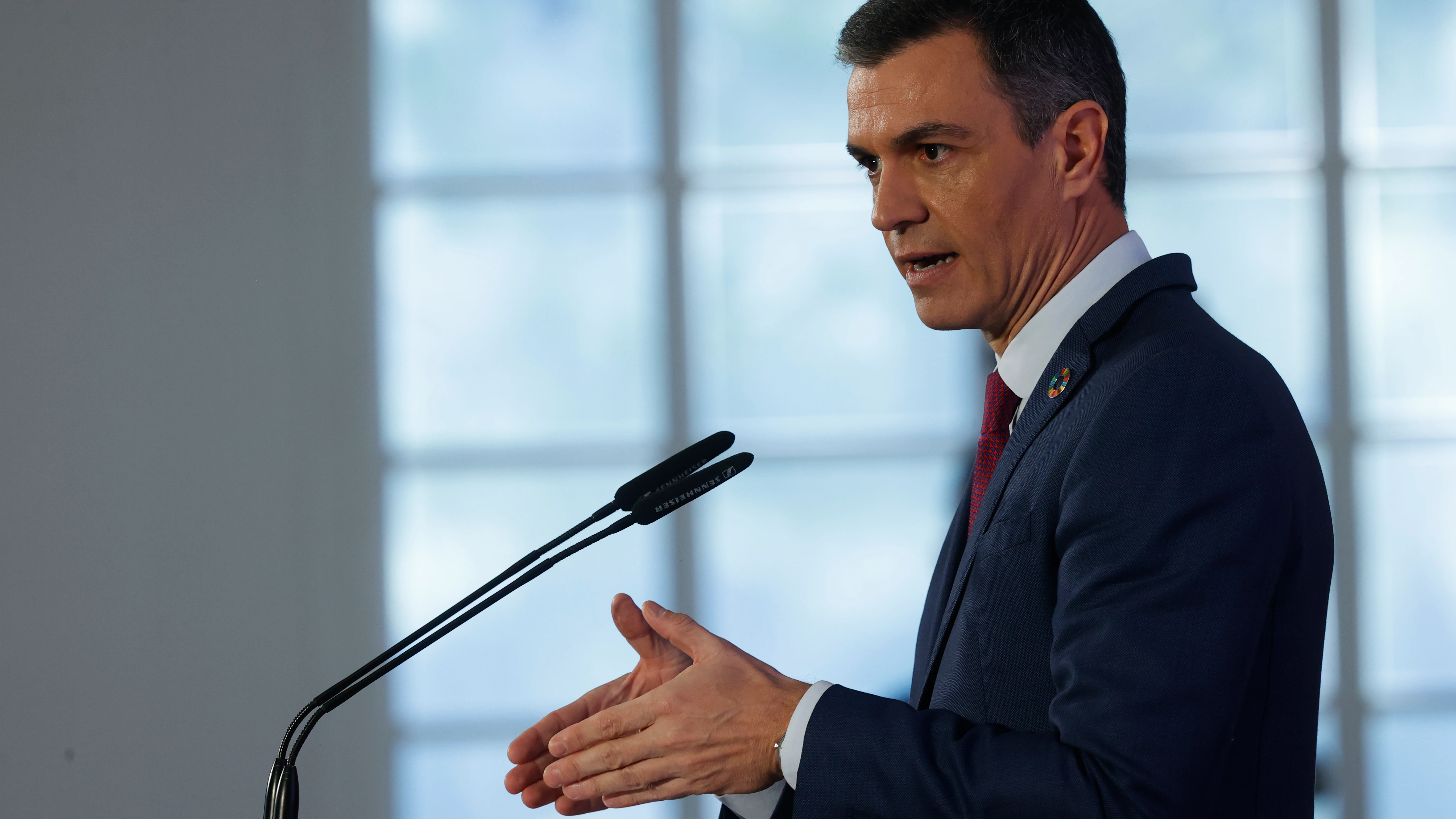 El presidente del Gobierno, Pedro Sánchez, comparece en Moncloa