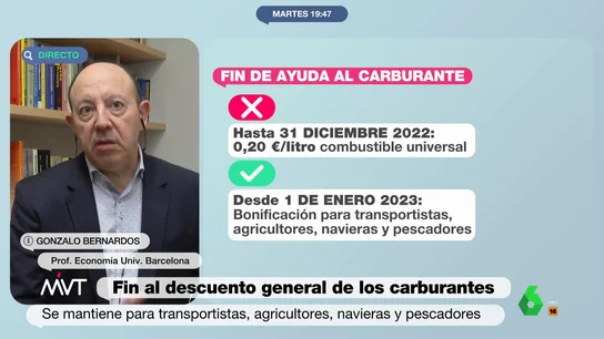 Gonzalo Bernardos explica por qué el Gobierno elimina el descuento de la gasolina Gonzalo Bernardos explica por qué el Gobierno elimina el descuento de la gasolina