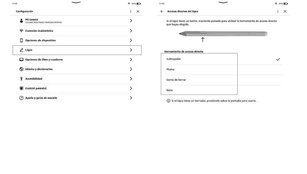 Configurando el acceso directo en el lápiz Configurando el acceso directo en el lápiz
