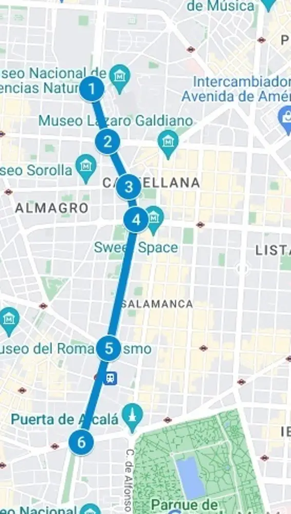 Mapa con el recorrido de la cabalgata de los Reyes Magos de Madrid