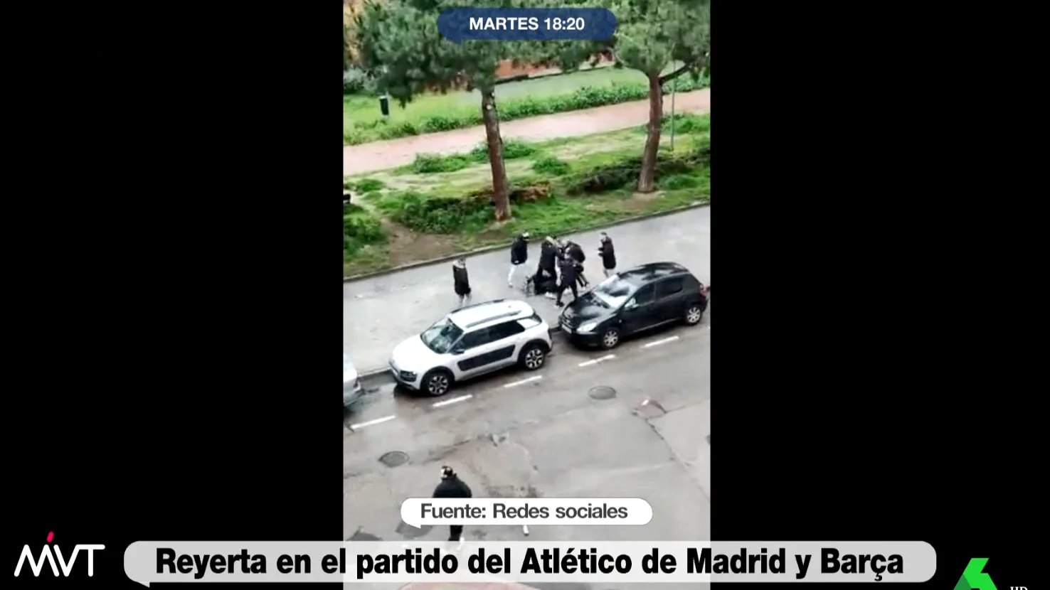 Reyerta entre dos grupos ultras del Atlético de Madrid en la previa del partido contra el Barça