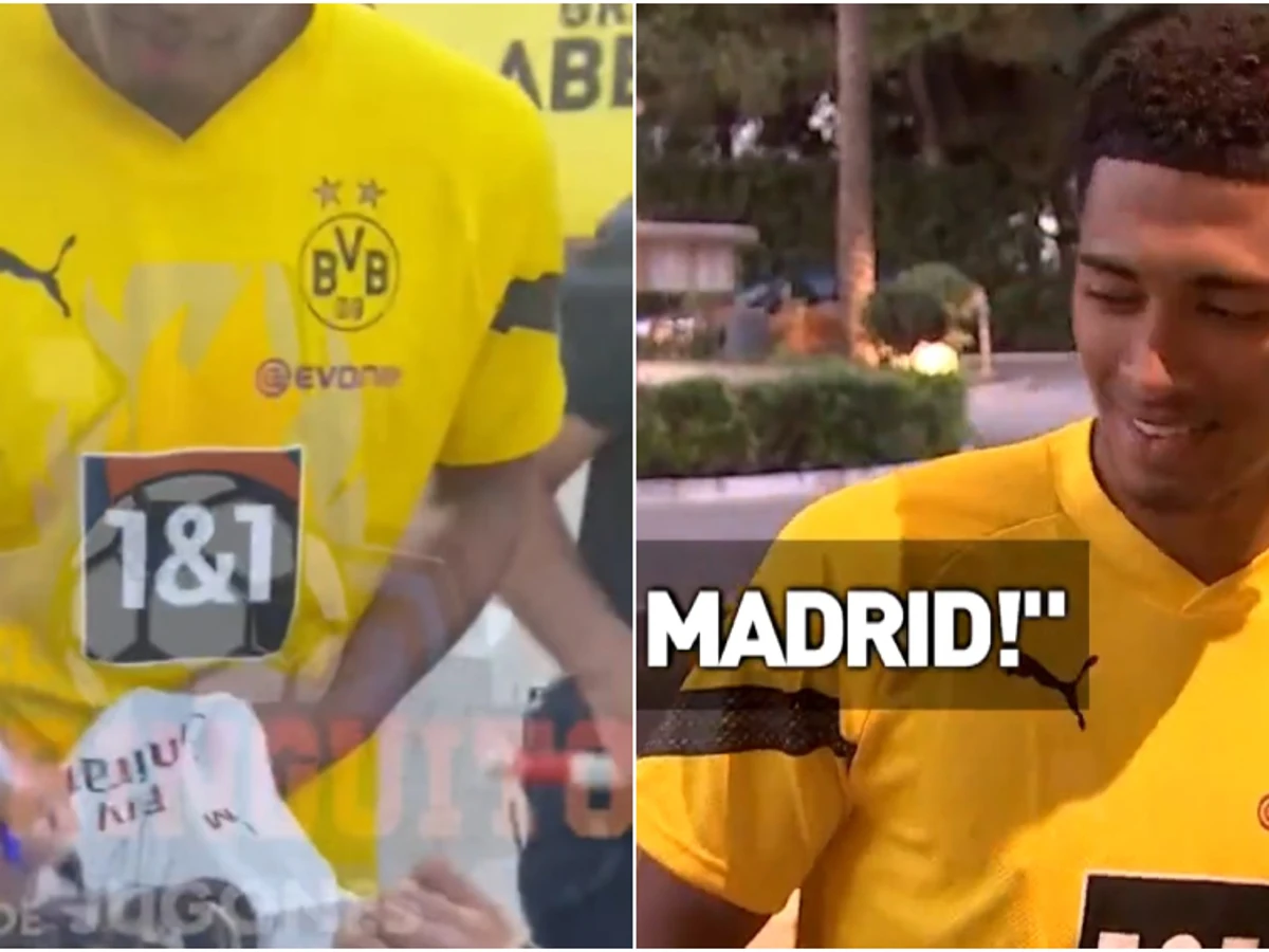 El 'coqueteo' madridista de Bellingham: firma una camiseta y sonríe cuando  le piden que fiche por el Real Madrid