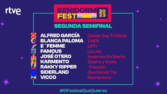 Segunda semifinal del Benidorm Fest 2023 Segunda semifinal del Benidorm Fest 2023