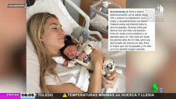 Álvaro Morata anuncia que Alice Campello ya ha salido de la UCI tras dar a luz a su hija Bella