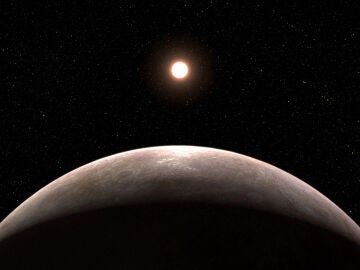 Ilustración del exoplaneta LHS 475 b y su estrella