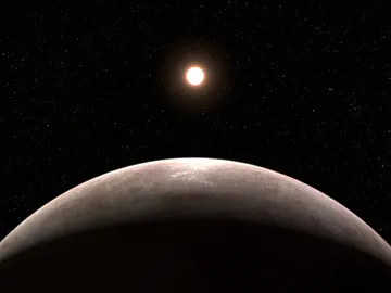 Ilustración del exoplaneta LHS 475 b y su estrella Ilustración del exoplaneta LHS 475 b y su estrella