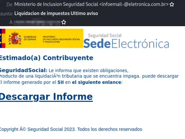 Correo phishing sede electrónica de la Seguridad Social Correo phishing sede electrónica de la Seguridad Social