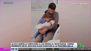 El tierno momento en el que los hijos de Álvaro Morata y Alice Campello conocen a su hermana recién nacida