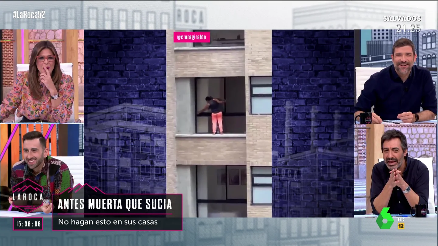 La sorprendente tranquilidad de una señora limpiando las ventanas de un octavo piso sin arnés La sorprendente tranquilidad de una señora limpiando las ventanas de un octavo piso sin arnés