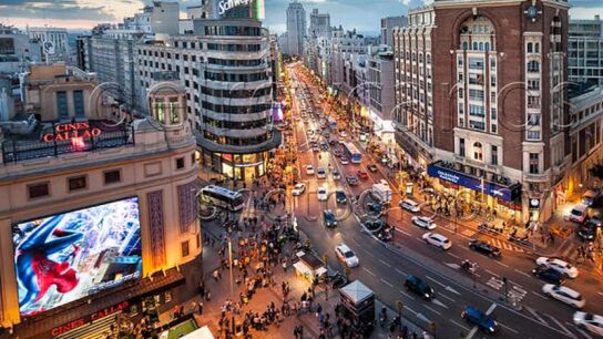 Una bonita imagen de la Gran V&iacute;a de Madrid 