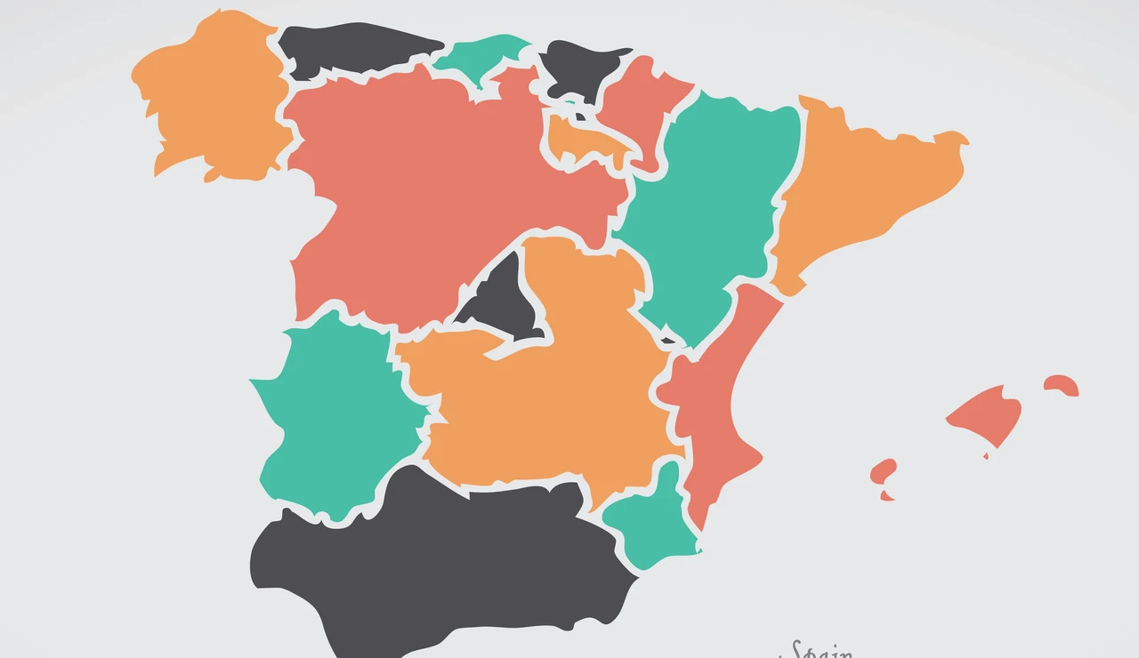 Mapa con las comunidades de España