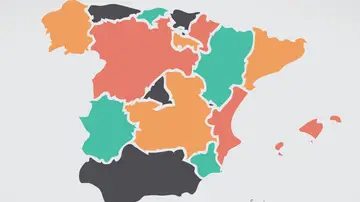 Mapa con las comunidades de España