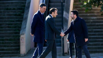 Pere Aragonès recibe a Pedro Sánchez y al presidente galo, Emmanuel Macron 