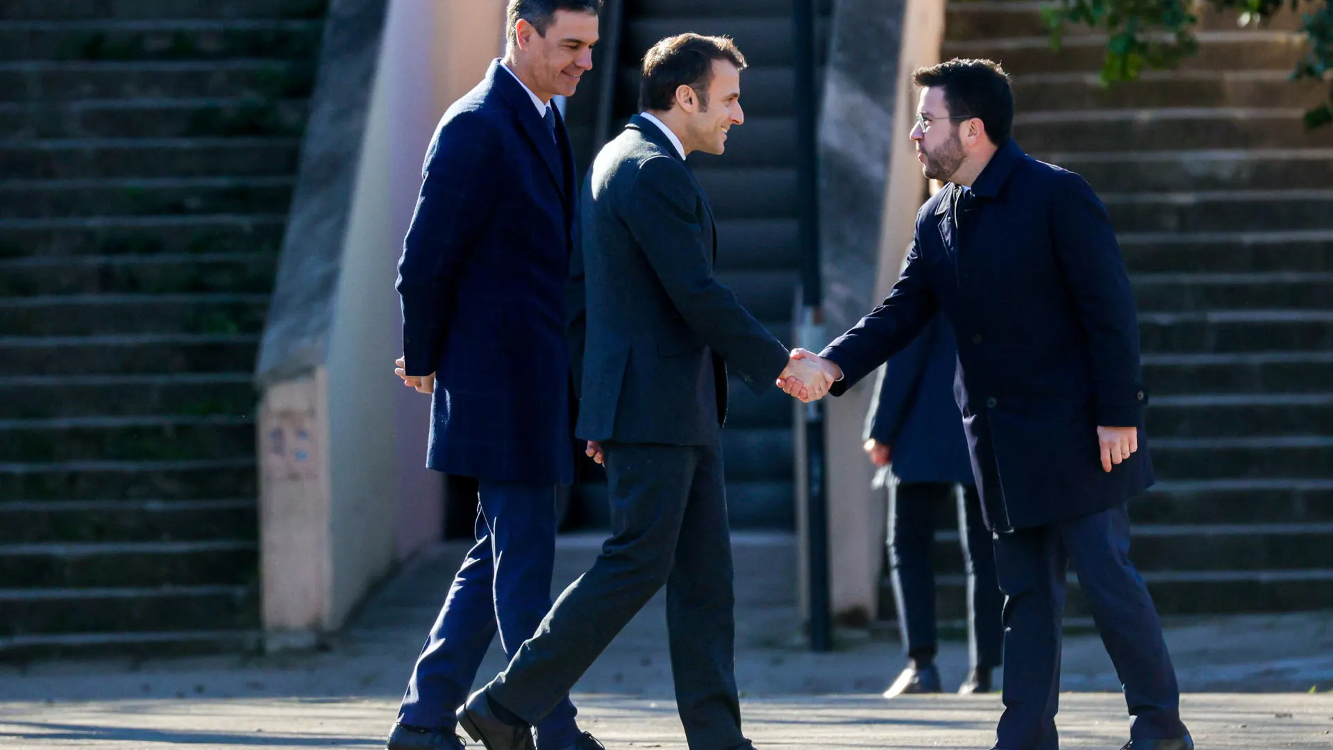 Pere Aragonès recibe a Pedro Sánchez y al presidente galo, Emmanuel Macron 