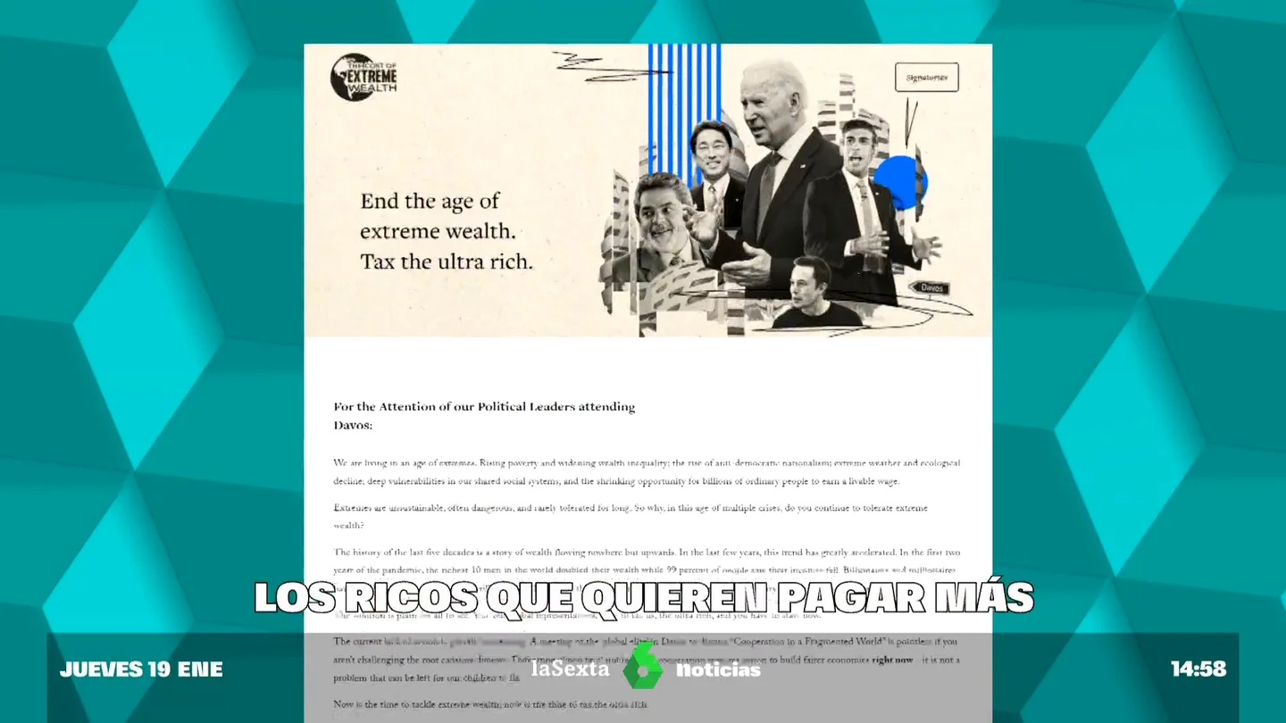 Más de 200 millonarios piden a los líderes mundiales pagar más impuestos Más de 200 millonarios piden a los líderes mundiales pagar más impuestos