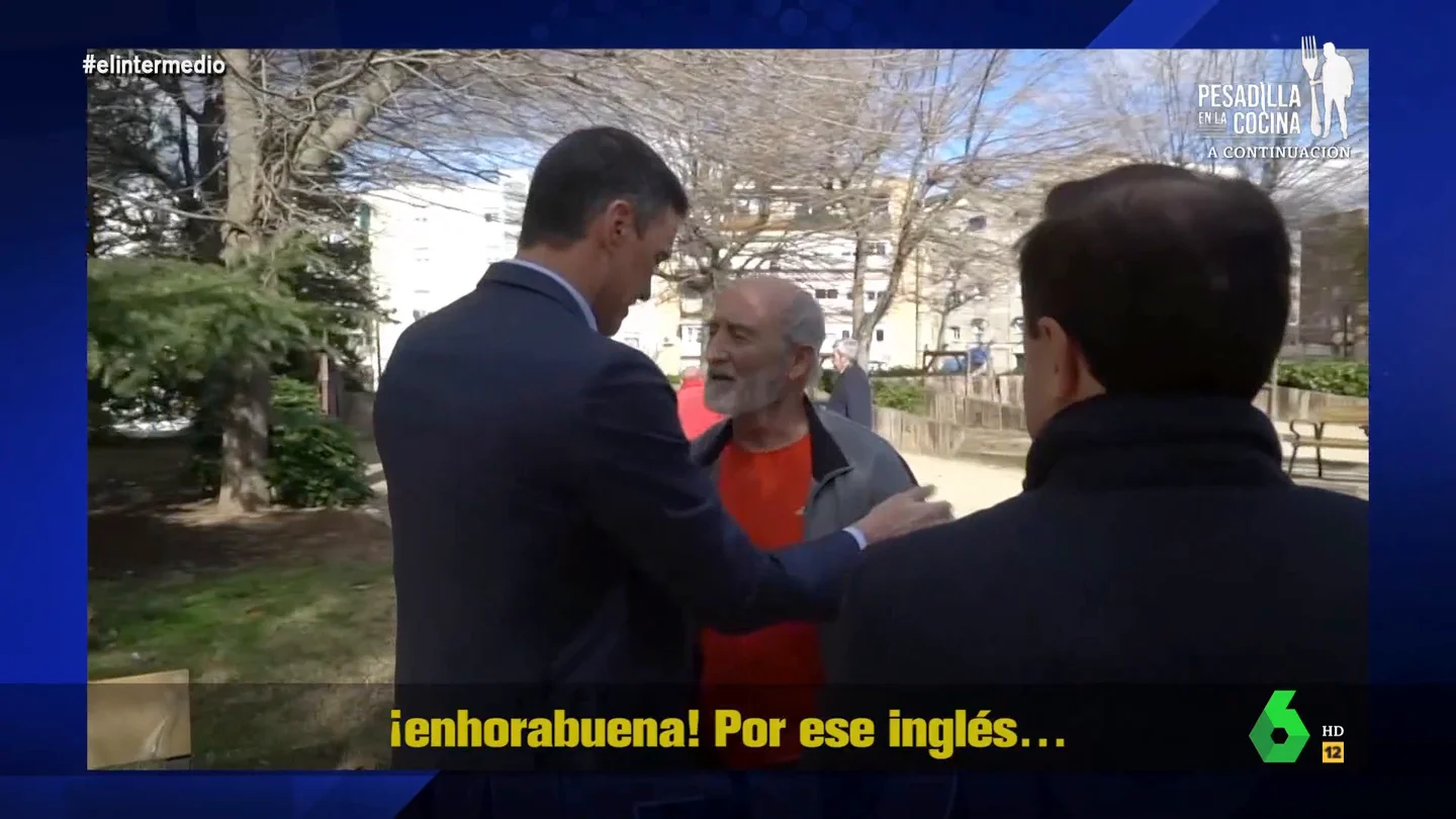 "Campeón, enhorabuena por ese inglés": el momentazo de fan de un pensionista con Pedro Sánchez "Campeón, enhorabuena por ese inglés": el momentazo de fan de un pensionista con Pedro Sánchez