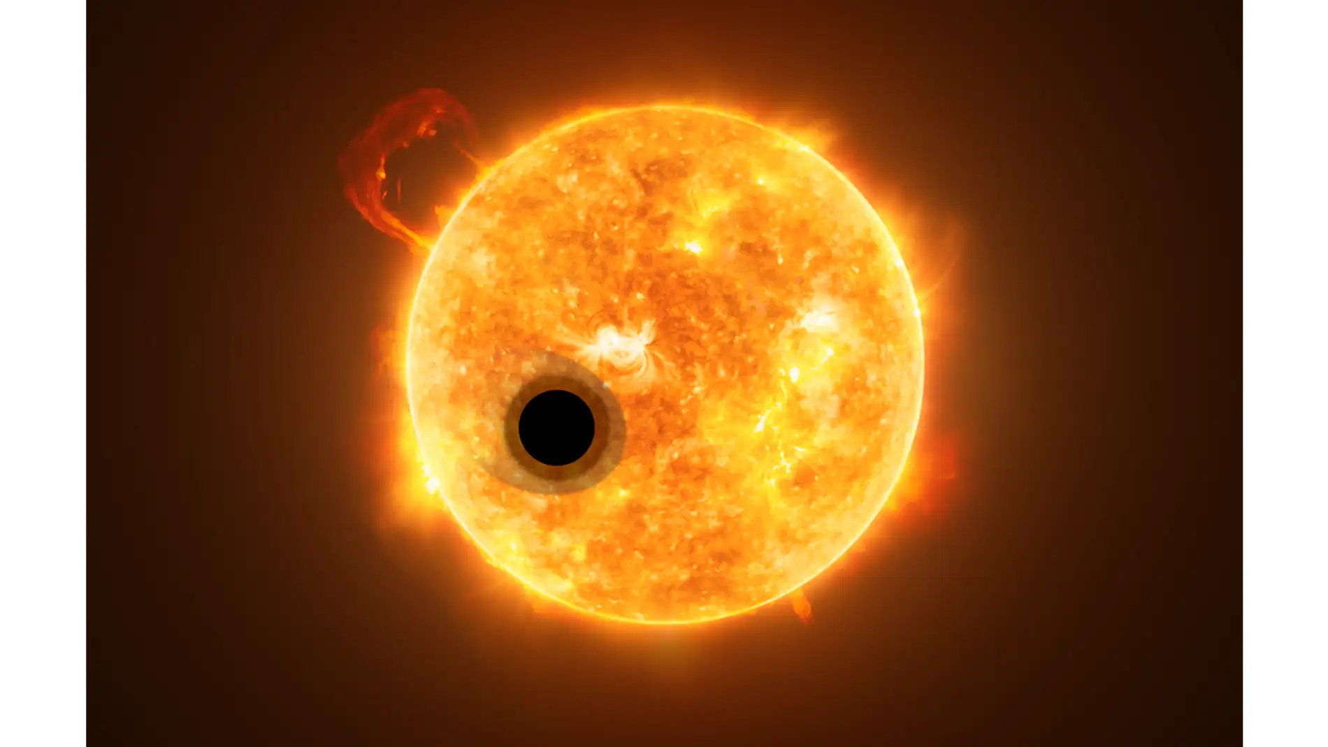 Representación de un artista de un exoplaneta con una cola de helio escapando