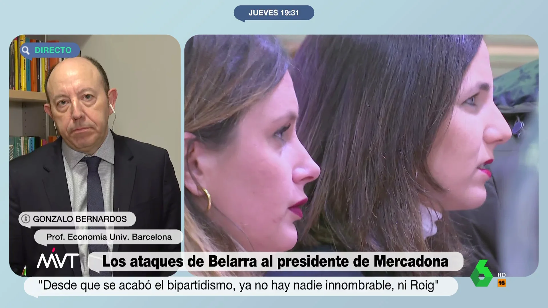 Bernardos critica el ataque de Belarra a Mercadona: "No asume que es ministra, sino una activista con escasa educación"