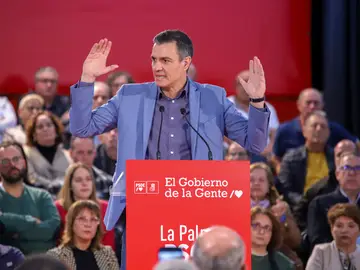 El presidente del Gobierno, Pedro Sánchez durante el acto electoral celebrado este sábado en La Palma.