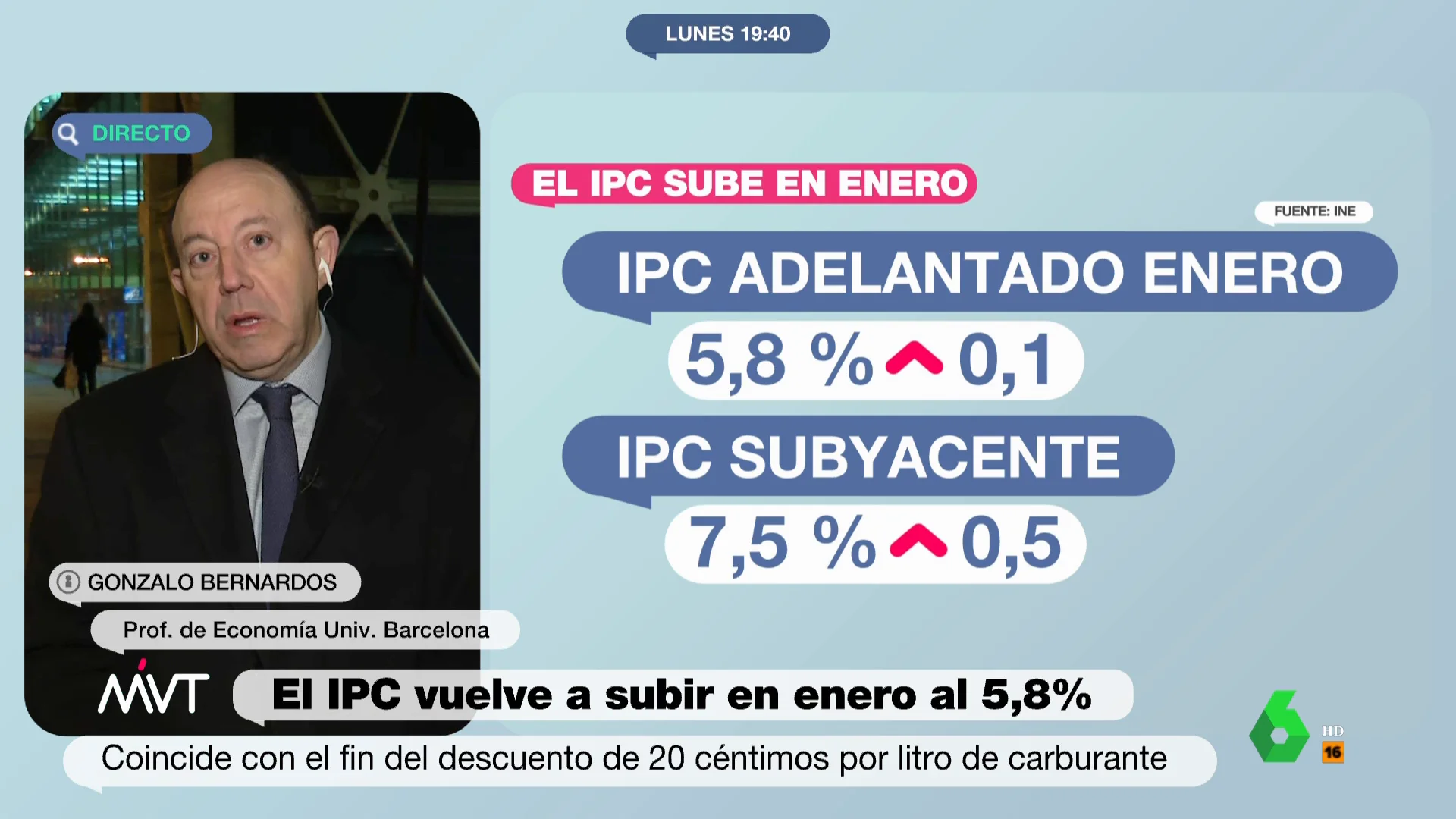 La advertencia de Gonzalo Bernardos sobre la inflación los próximos meses: "Va a tardar en bajar"