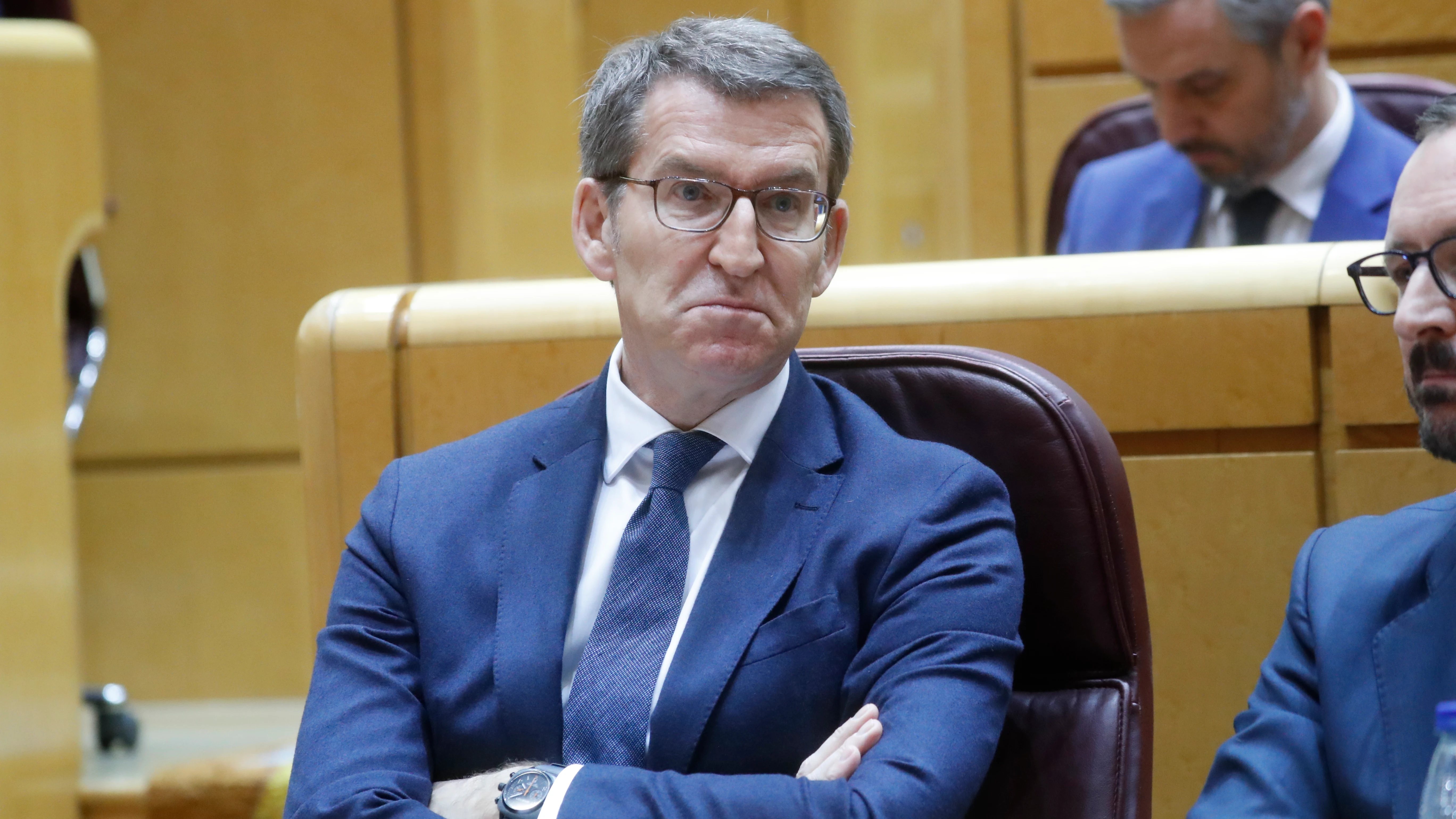 El líder del PP, Alberto Núñez Feijóo, durante el pleno del Senado, este martes en Madrid.