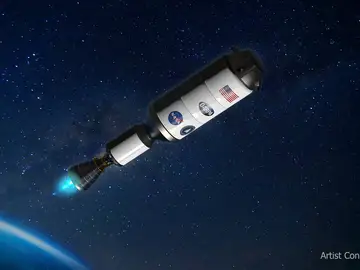 Concepto artístico de la nave espacial con motor nuclear Concepto artístico de la nave espacial con motor nuclear
