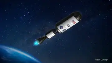 Concepto artístico de la nave espacial con motor nuclear