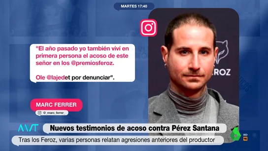 Dos nuevos testigos denuncian acoso por parte del productor Javier Pérez Santana Dos nuevos testigos denuncian acoso por parte del productor Javier Pérez Santana