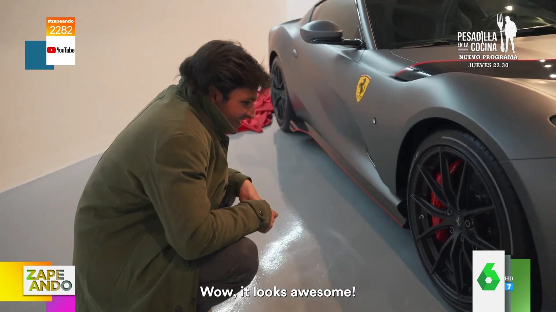 El espectacular Ferrari de 600.000 euros de Carlos Sainz: este es el ruido que hace al arrancar el motor